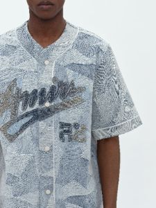PATCHWORK BASEBALL SHIRT - STONE INDIGO sold by AMIRI