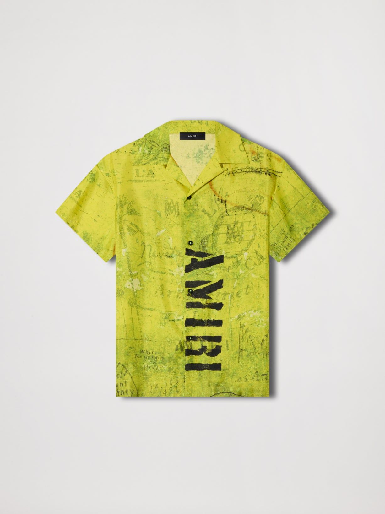 ARMY STENCIL CAMP SHIRT - LIME sold by AMIRI