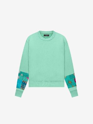 VINTAGE QUILT ART PATCH CREWNECK - MINT sold by AMIRI