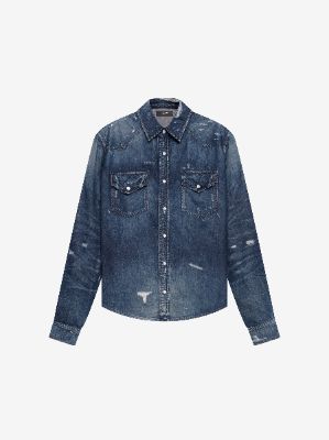 DENIM WESTERN SHIRT - DEEP CLASSIC INDIGO sold by AMIRI