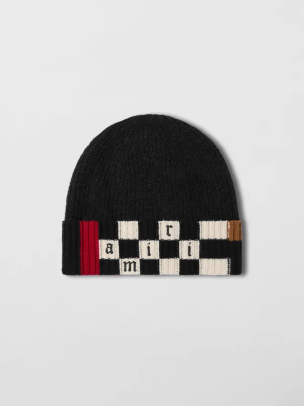 AMIRI CHECKERED LOGO BEANIE - BLACK made by AMIRI