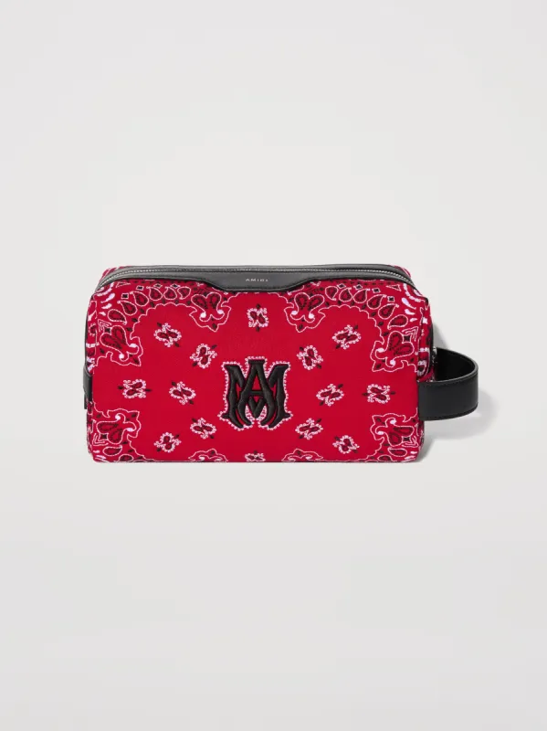 BANDANA EMBROIDERED DOPP KIT - RED sold by AMIRI