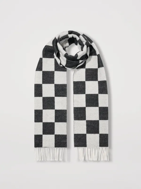 CHECKERED SCARF - BLACK / WHITE sold by AMIRI