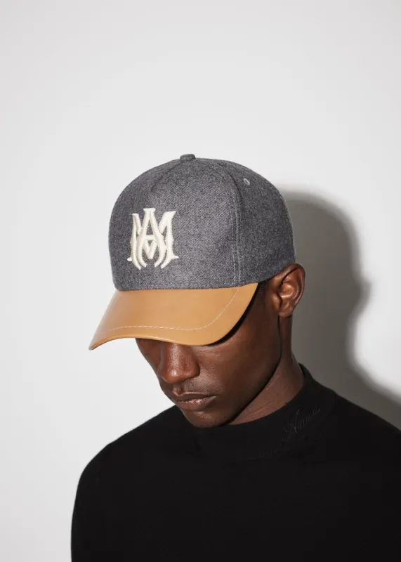 WOOL/LEATHER MA HAT - GREY sold by AMIRI