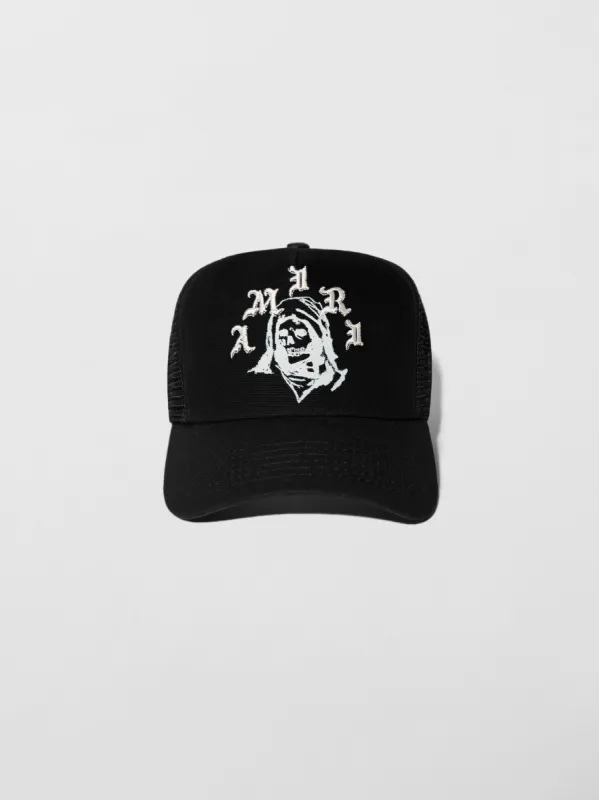 AMIRI REAPER TRUCKER HAT - BLACK / WHITE sold by AMIRI