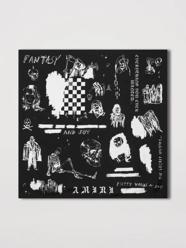 WES LANG ALL OVER SKETCH SCARF - BLACK / WHITE sold by AMIRI
