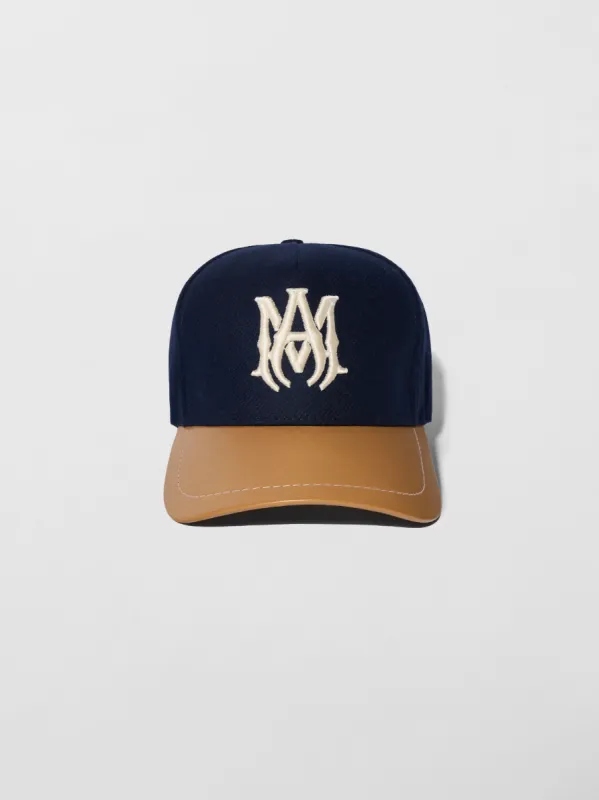 WOOL/LEATHER MA HAT - NAVY sold by AMIRI
