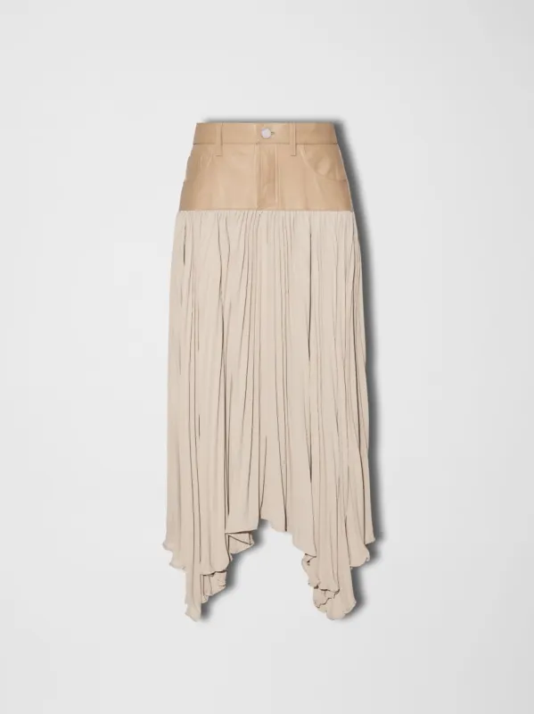 WOMEN - HYBRID PLEATED SKIRT - Beige sold by AMIRI