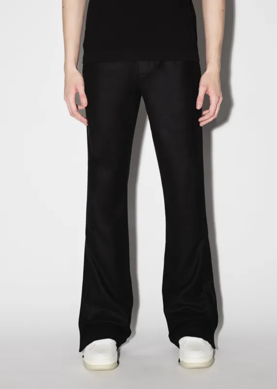 WOOL FLANNEL FLARE PANTS - BLACK sold by AMIRI