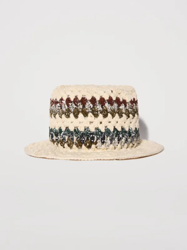 CROCHET BANDANA BUCKET HAT - ALABASTER made by AMIRI