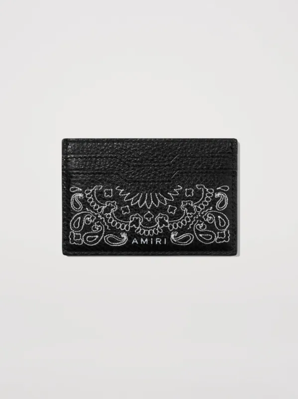 BANDANA PEBBLED CARD HOLDER - BLACK made by AMIRI