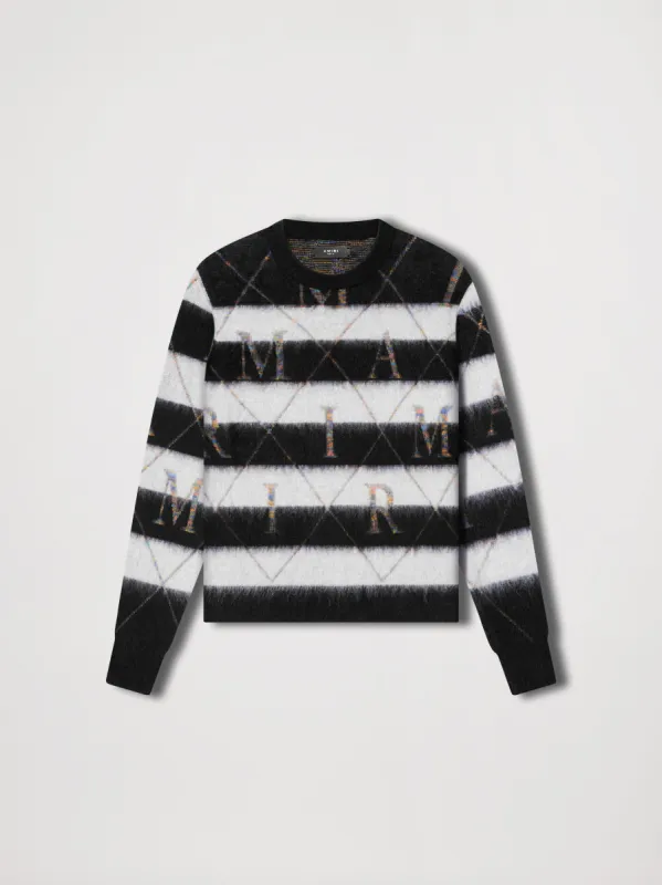 AMIRI ARGYLE STRIPE CREW - BLACK / WHITE made by AMIRI