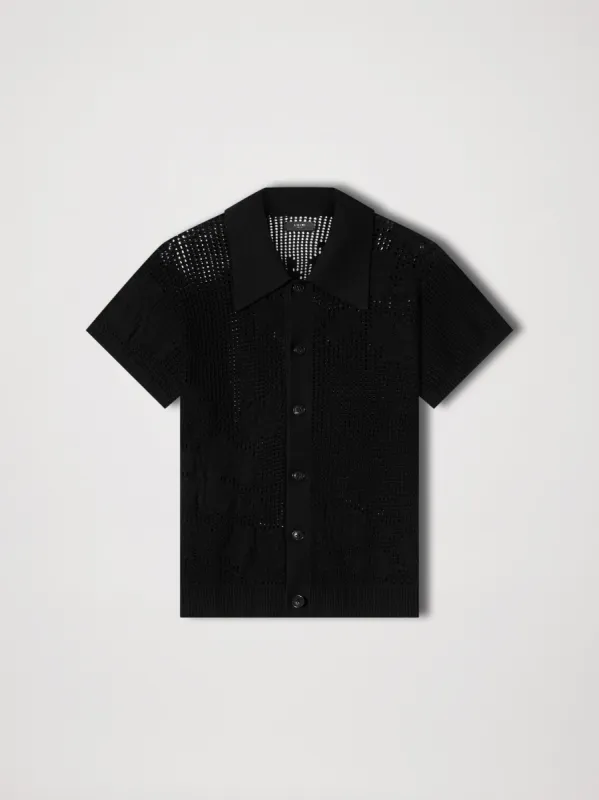 MESH FLORAL POLO - BLACK sold by AMIRI