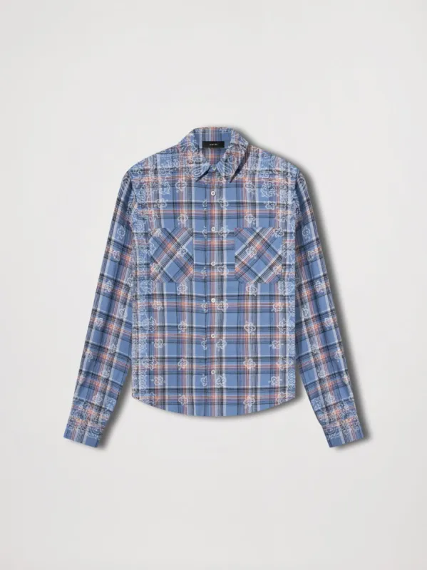 BLEACH BANDANA PLAID - BLUE sold by AMIRI