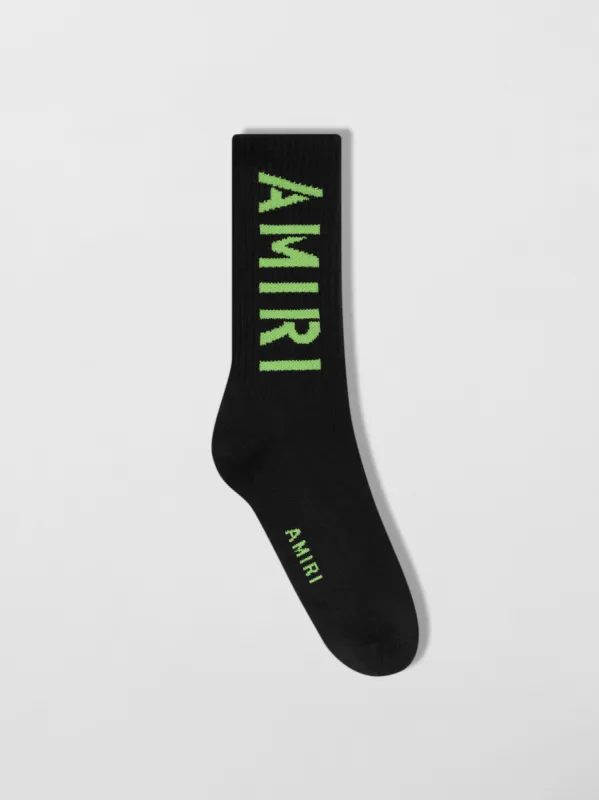 AMIRI STENCIL SOCKS - BLACK / LIME sold by AMIRI