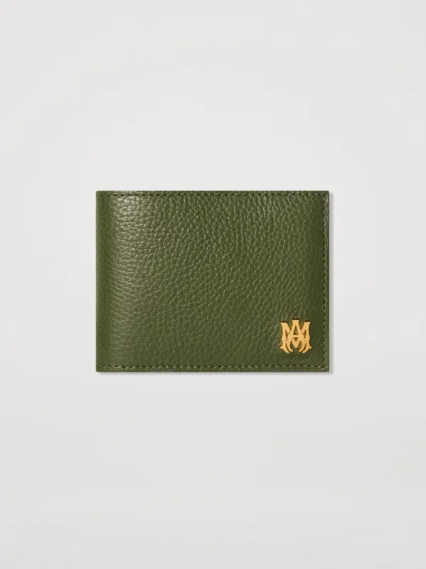 PEBBLED "MA" PLATE BIFOLD - OLIVE GREEN made by AMIRI