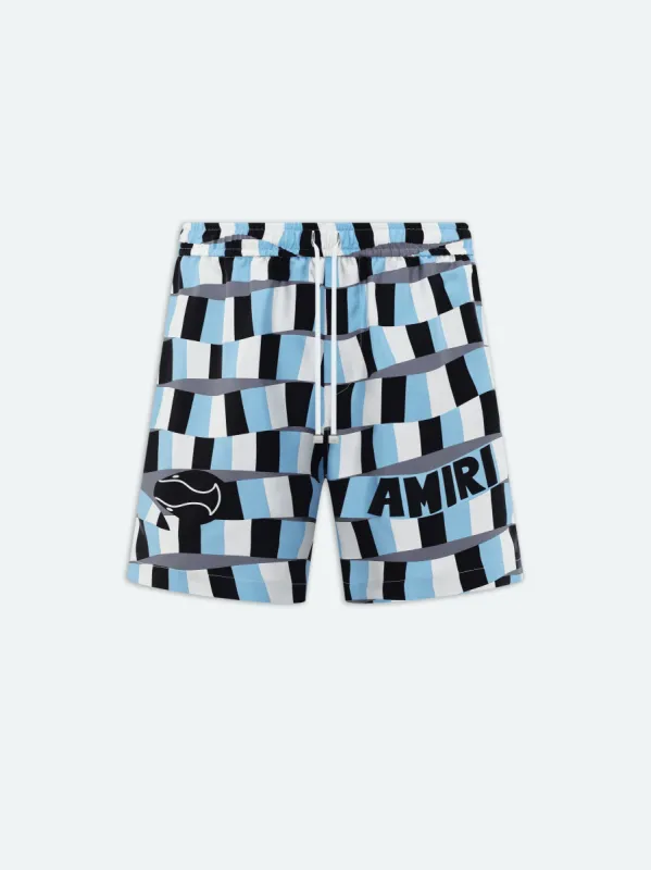 SNAKE CHECKER SILK SHORT - Air Blue sold by AMIRI