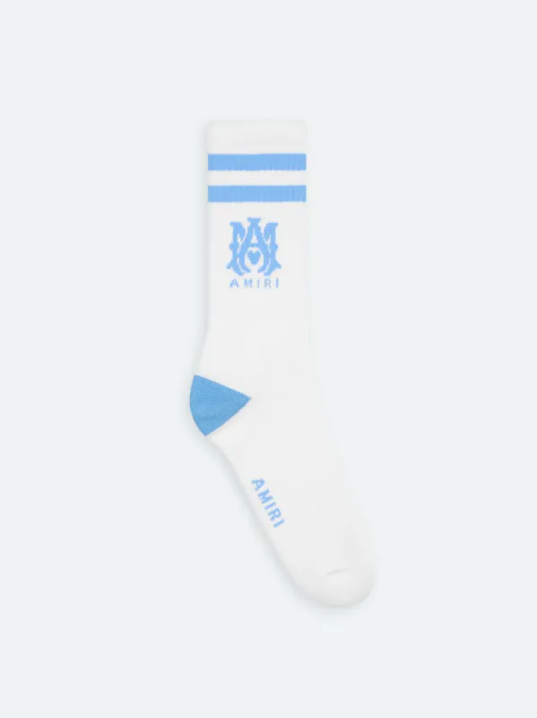 MA STRIPE SOCK - White/Air Blue sold by AMIRI