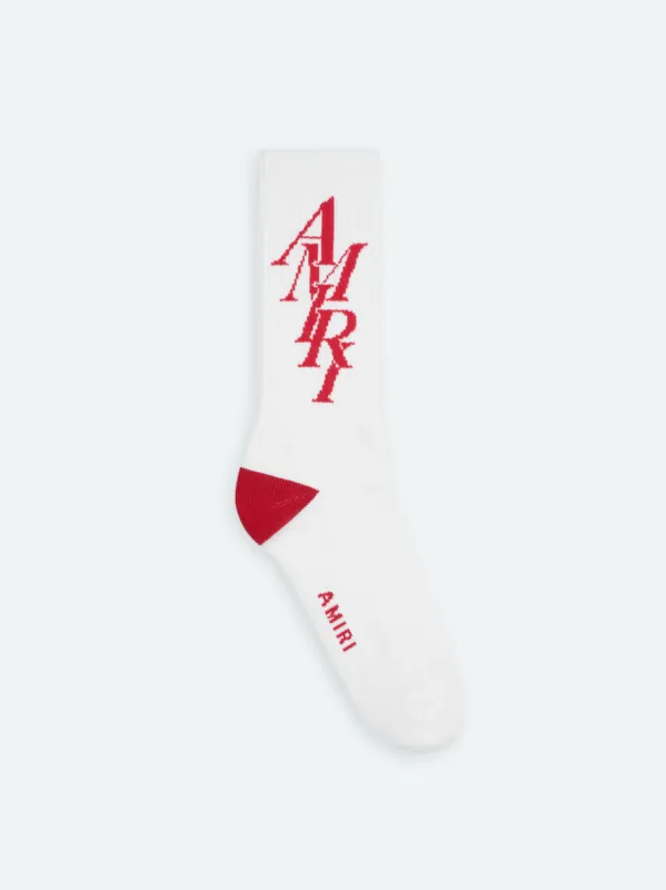 AMIRI STACK SOCK - White/Red sold by AMIRI