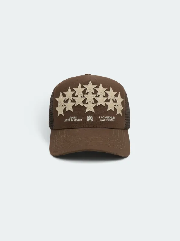 LEATHER STAR TRUCKER - Brown made by AMIRI