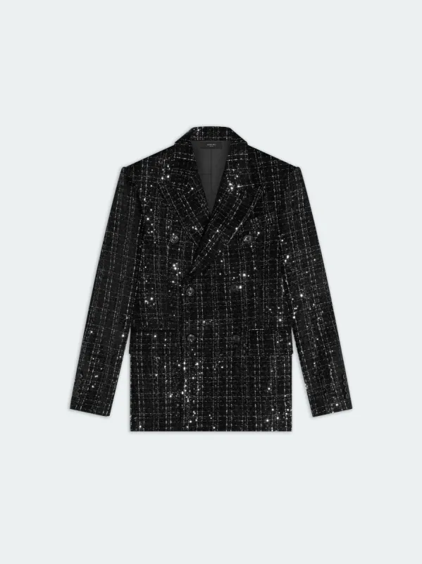 SEQUIN BOUCLE DOUBLE-BREASTED BLAZER - Black sold by AMIRI