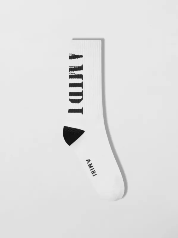 AMIRI VERTICAL LOGO SOCKS - WHITE / BLACK sold by AMIRI