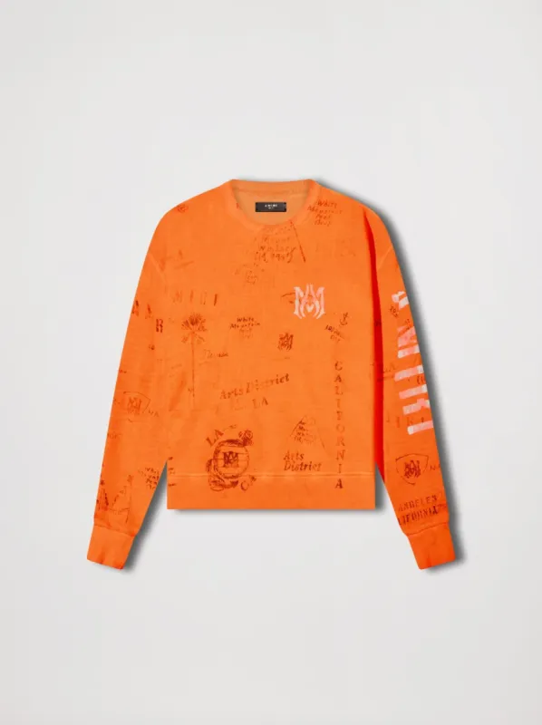 ARMY STENCIL CREW - ORANGE made by AMIRI