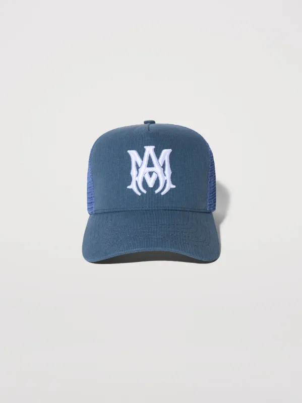 M.A. TRUCKER HAT - POND BLUE WHITE sold by AMIRI