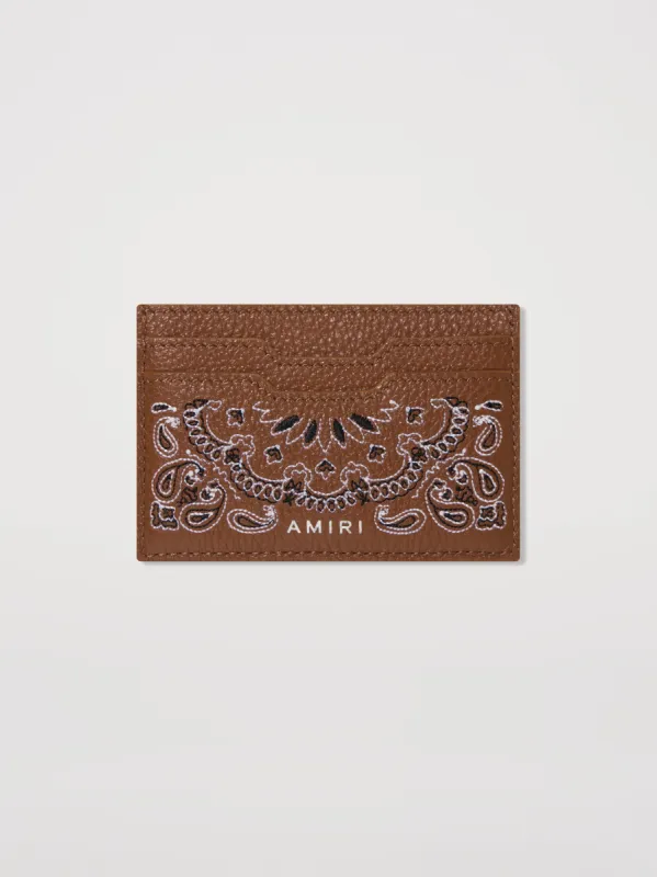 LEATHER BANDANA CARD HOLDER - BROWN sold by AMIRI
