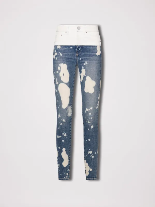 WOMEN - LEATHER CONTRAST SKINNY JEAN - BLEACH INDIGO / WHITE LEATHER made by AMIRI