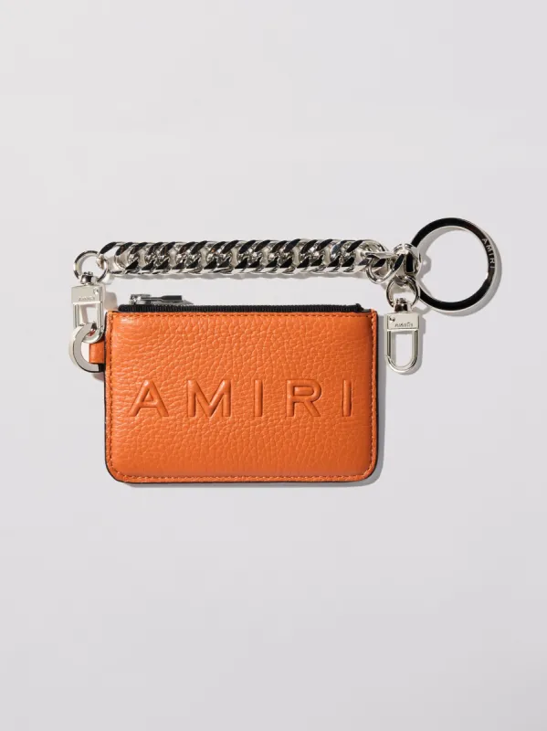 PEBBLED LOGO CHAIN WALLET - ORANGE made by AMIRI