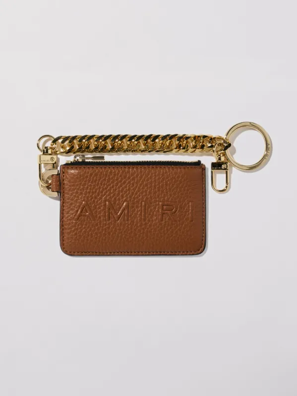 PEBBLED LOGO CHAIN WALLET - BROWN sold by AMIRI