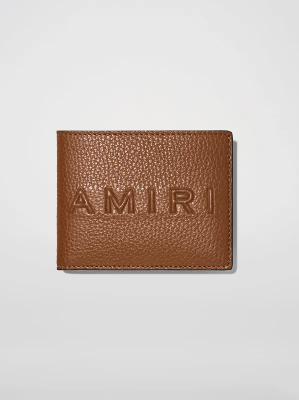 PEBBLED LOGO BIFOLD WALLET - BROWN sold by AMIRI