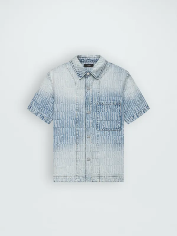 AMIRI JACQUARD SNAP UP SHORT SLEEVE - STONE INDIGO sold by AMIRI
