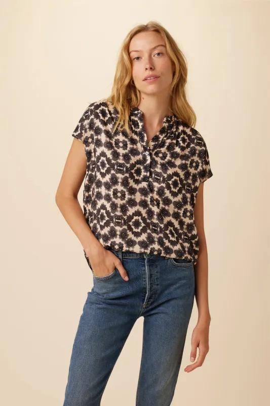Renata Ecovero Blouse - Ink Flower sold by Amour Vert