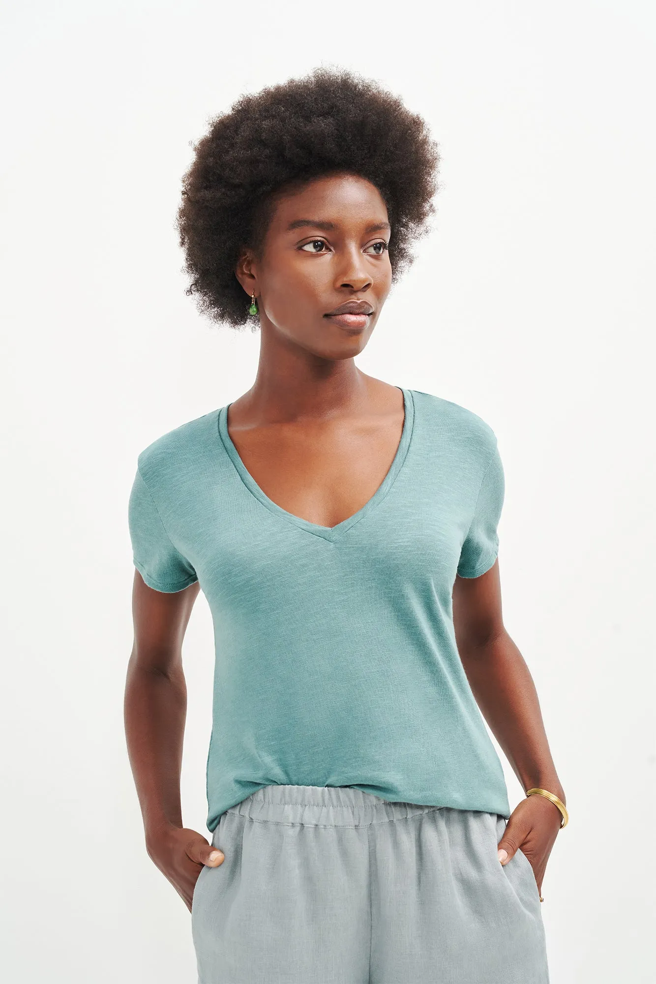 Joline Reverie Slub Tee - Eucalyptus sold by Amour Vert