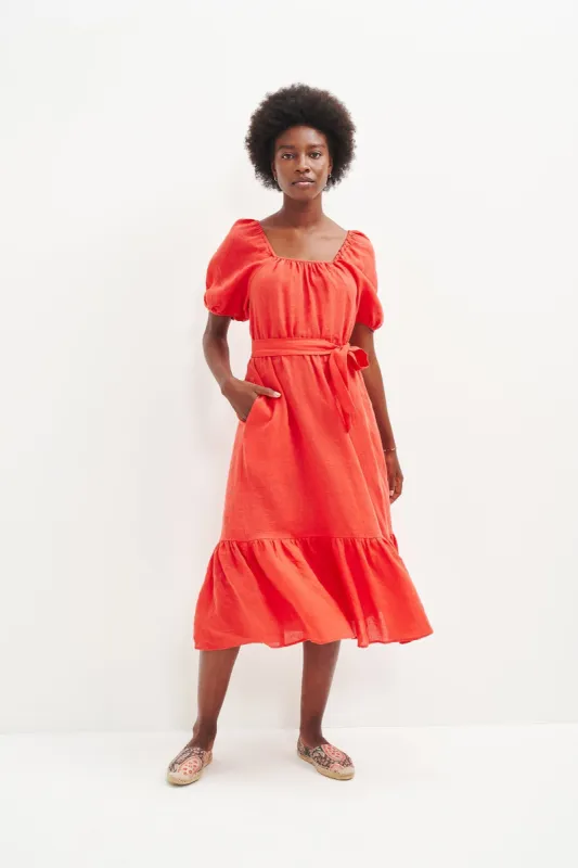 Michelle Linen Midi Dress - Eucalyptus - ReAmour sold by Amour Vert