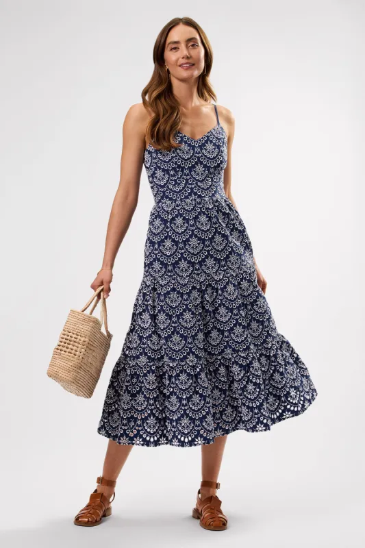 Eyelet Organic Cotton Dress - Riviera Eyelet Indigo sold by Amour Vert