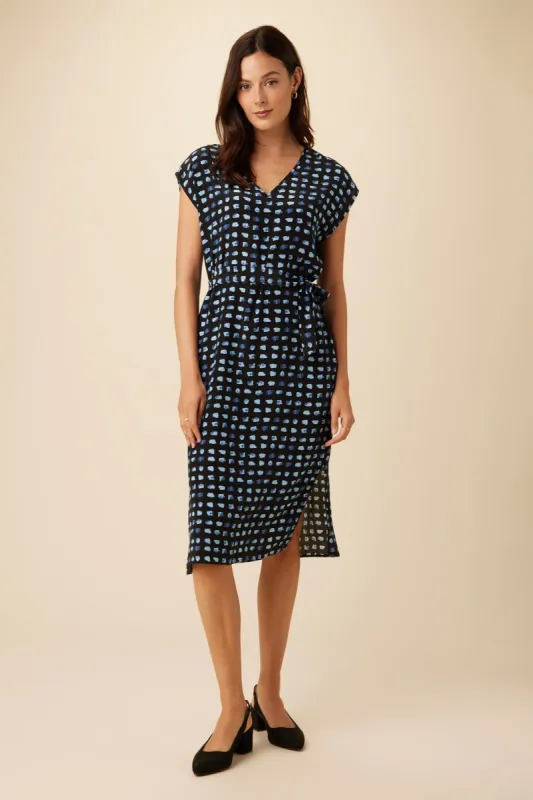 Cindra Washable Silk Midi Dress - Squared Up Black - ReAmour sold by Amour Vert