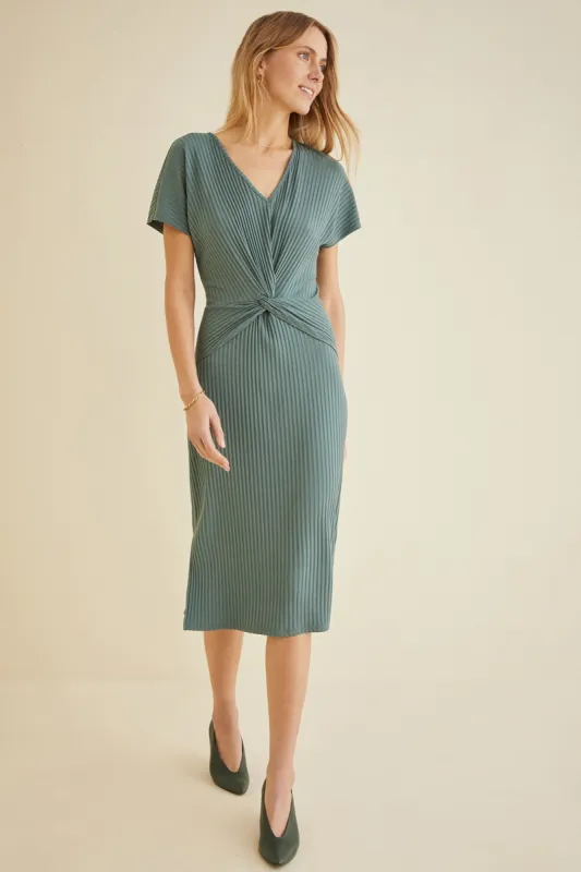 Ozelle Ribbed Dress - Balsam Green - ReAmour sold by Amour Vert