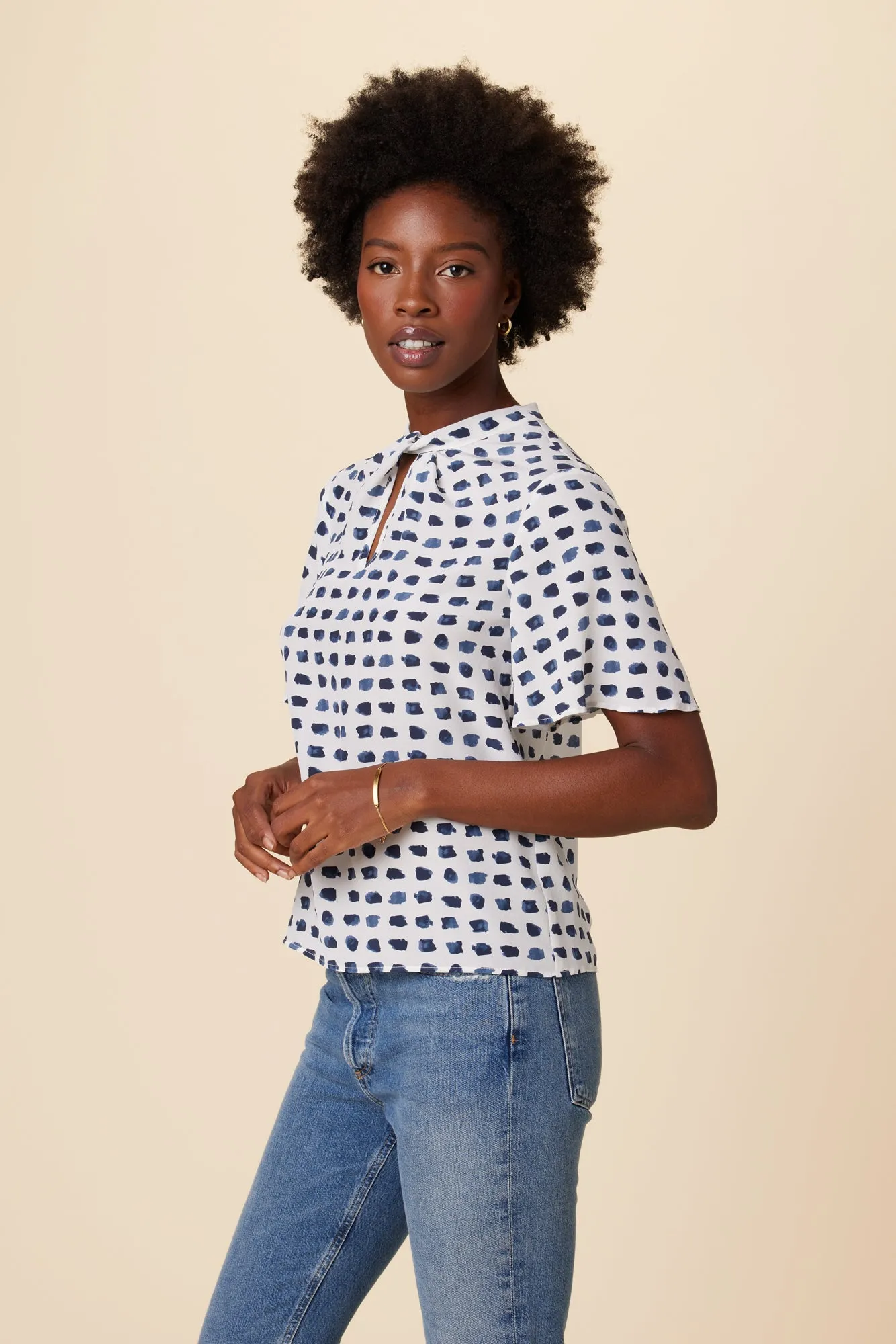 Seville Washable Silk Blouse - Squared Up White sold by Amour Vert product image thumbnail 2