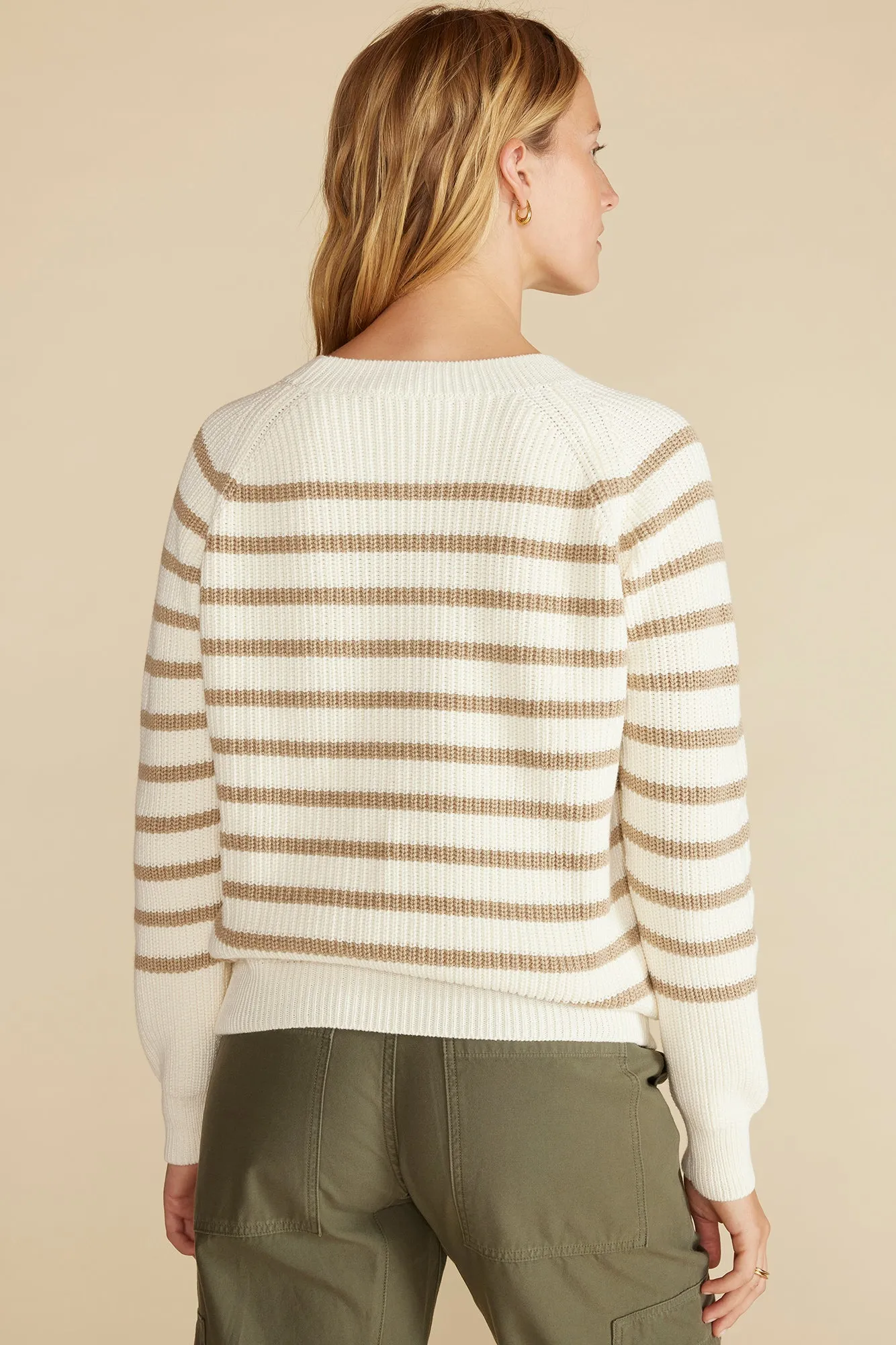Layla Organic Cotton Sweater - Ivory and Tan Stripe sold by Amour Vert product image thumbnail 4