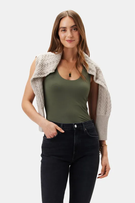 New Iris Modal Tank - Olive Green sold by Amour Vert