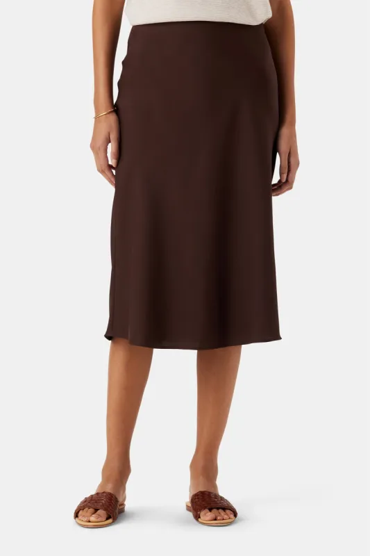 Eve Stretch Silk Skirt - Espresso sold by Amour Vert
