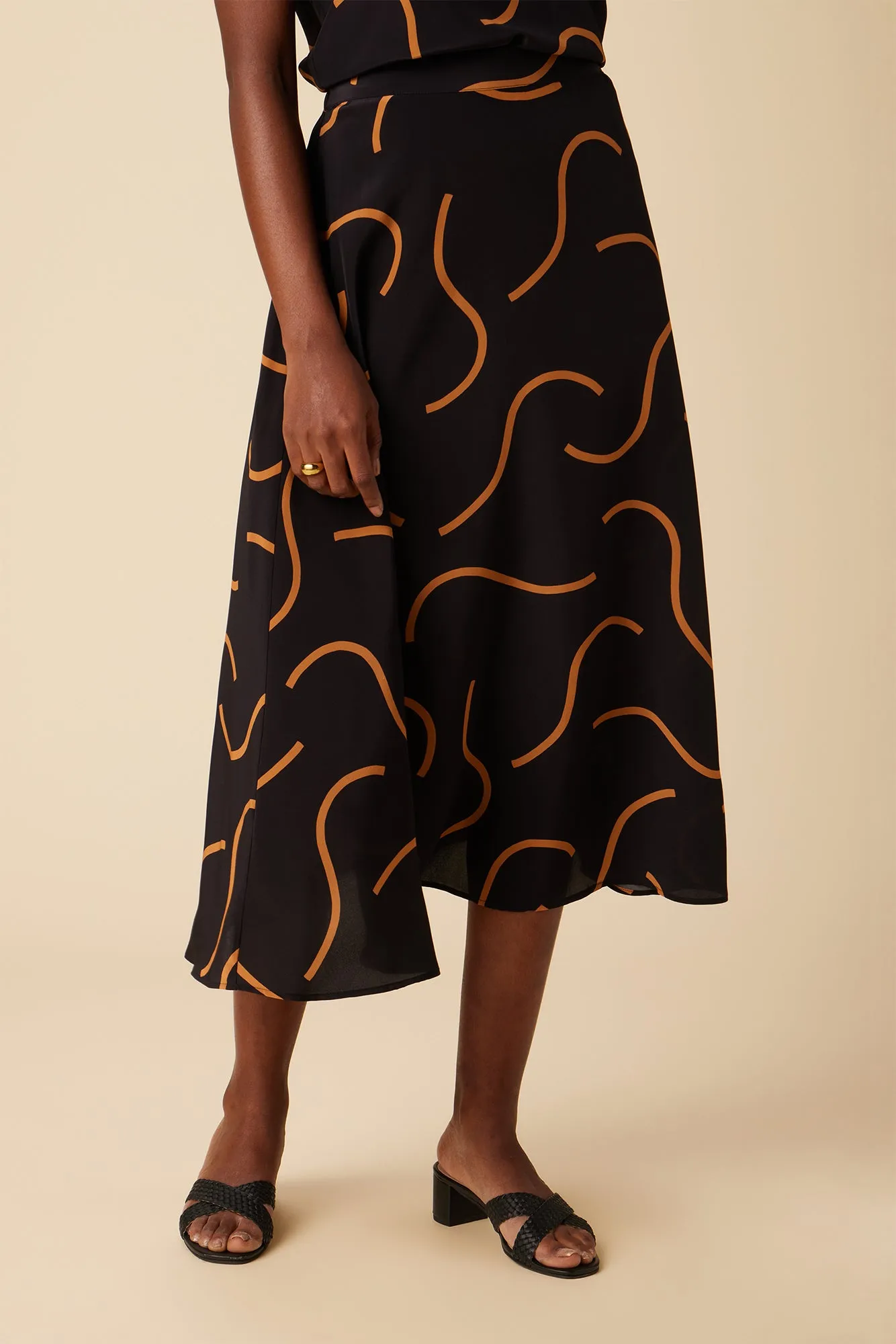 Blaze Washable Silk Skirt - Waves Caramel sold by Amour Vert