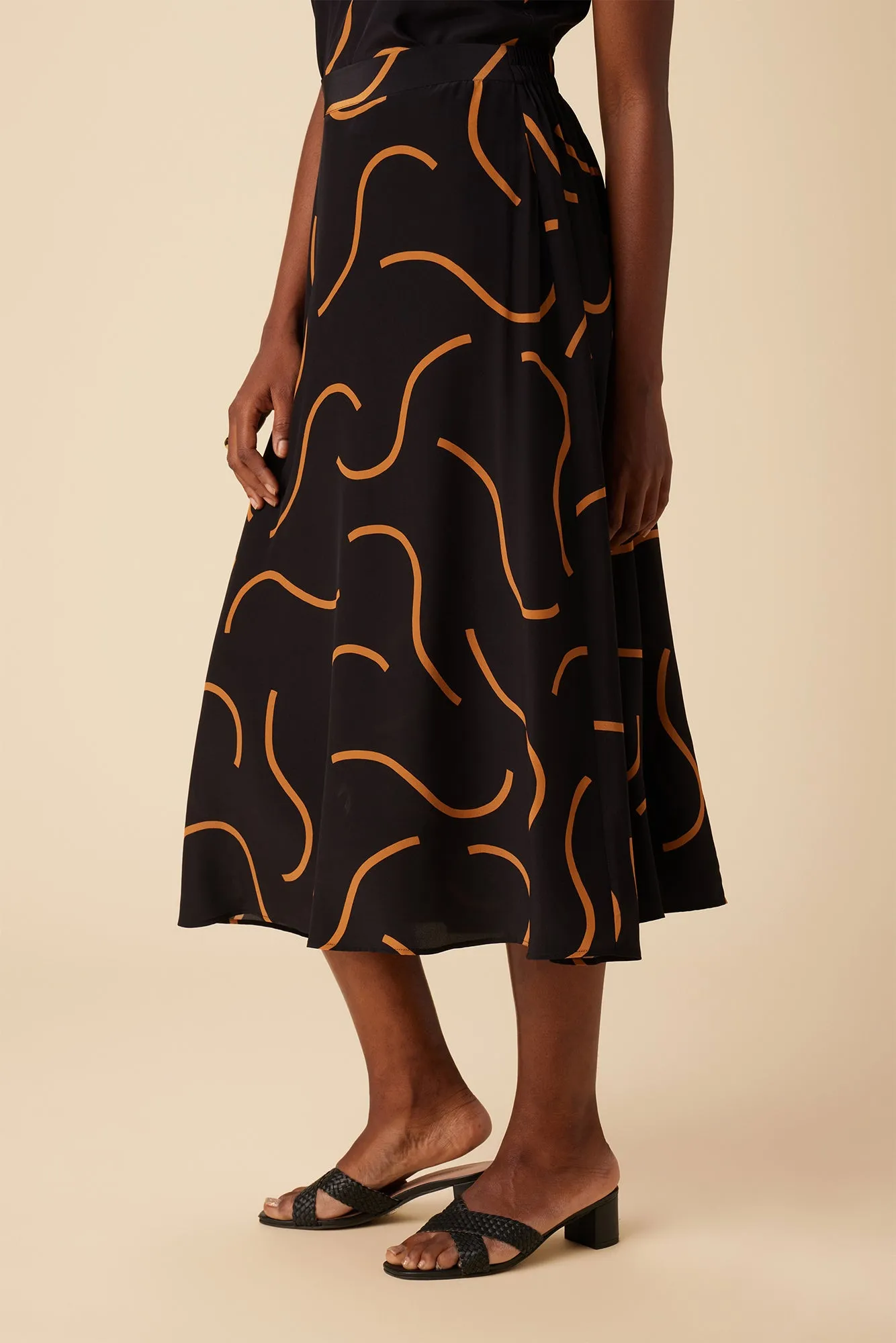 Blaze Washable Silk Skirt - Waves Caramel sold by Amour Vert product image thumbnail 3