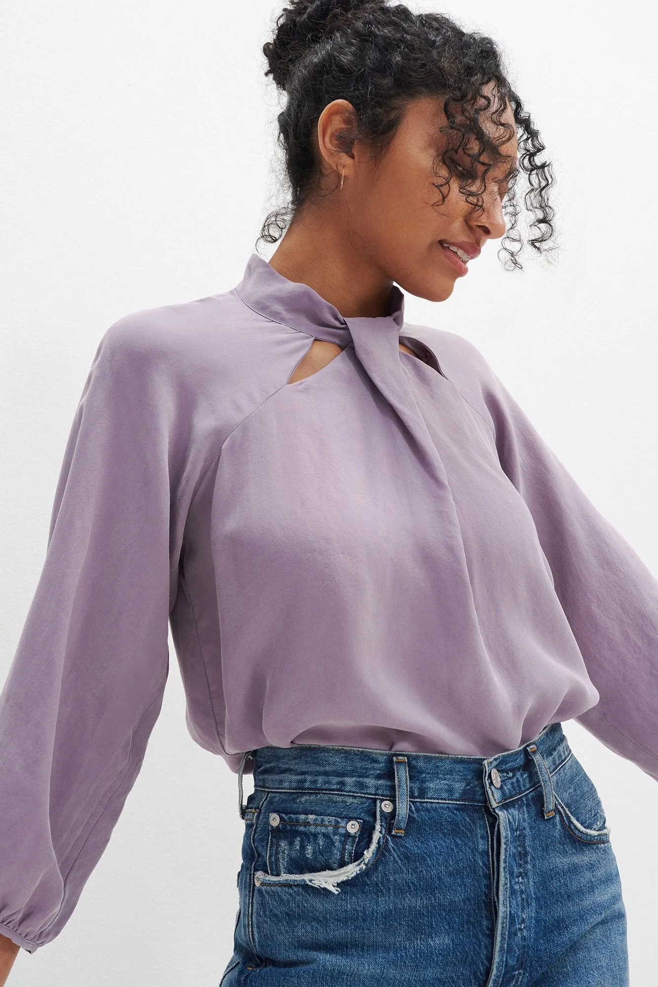Papillon 3/4 Sleeve Blouse - Lilac sold by Amour Vert product image thumbnail 3
