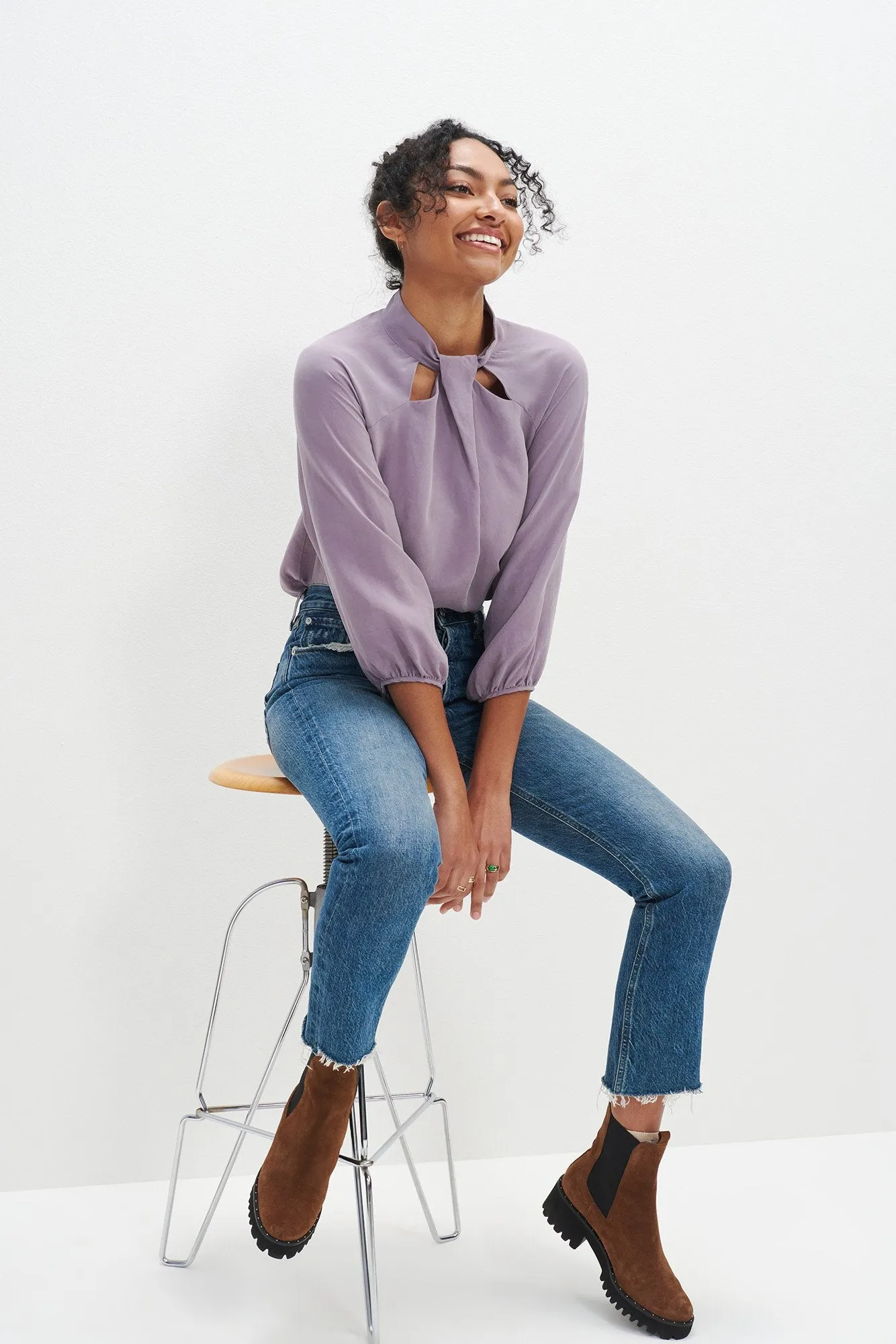Papillon 3/4 Sleeve Blouse - Lilac sold by Amour Vert product image thumbnail 4