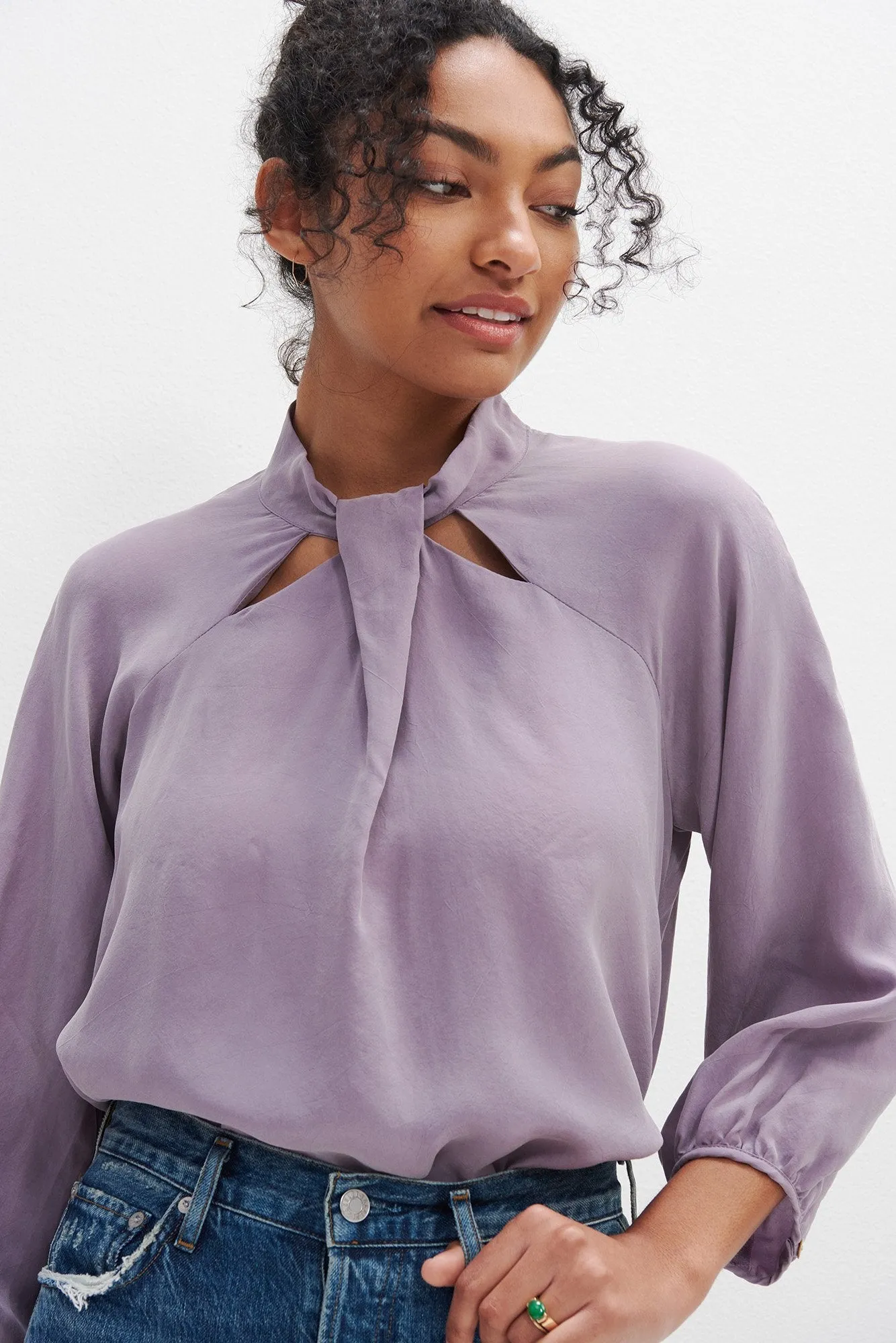 Papillon 3/4 Sleeve Blouse - Lilac sold by Amour Vert product image thumbnail 2