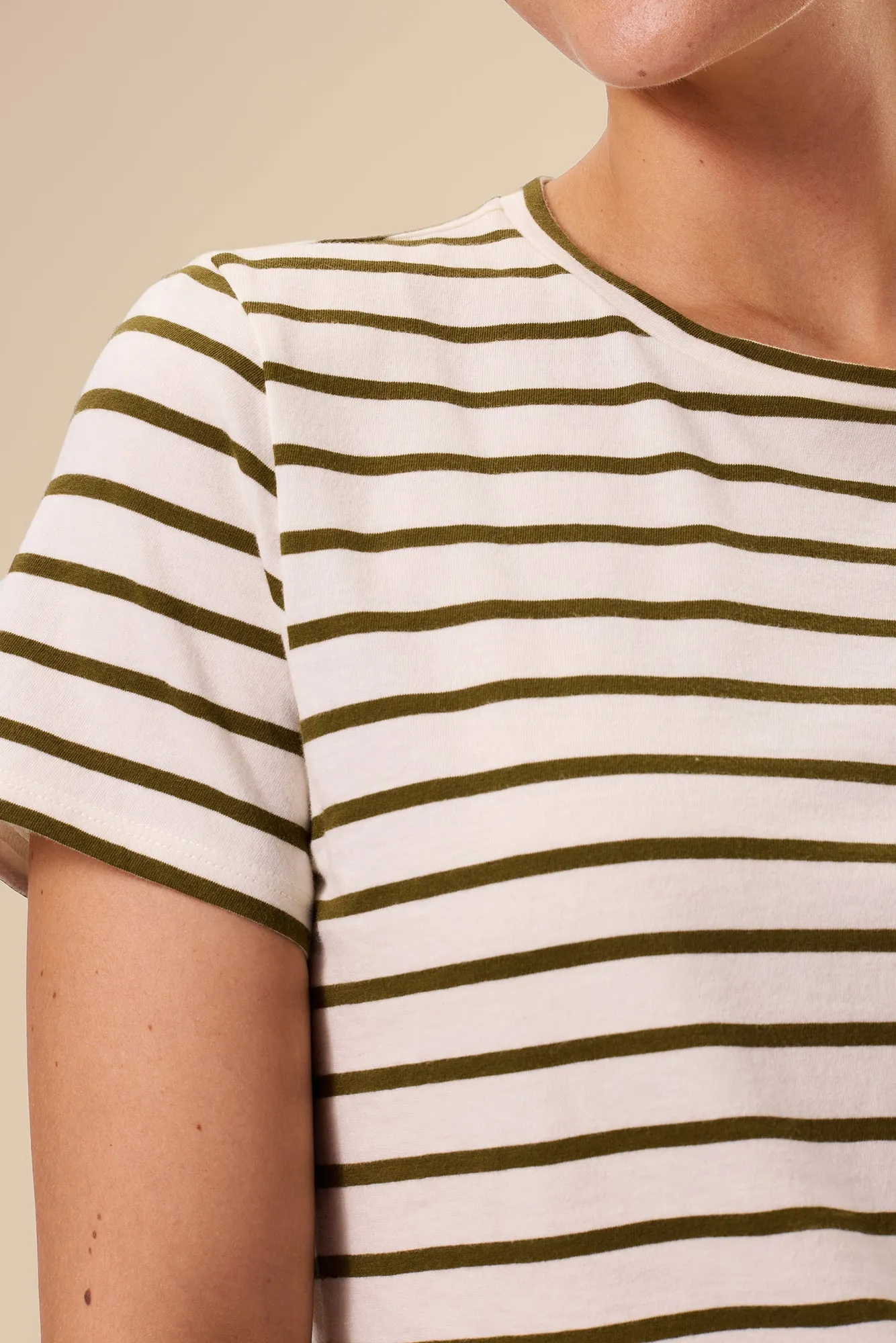 Berkeley Organic Cotton Tee - Ivory Olive Stripe sold by Amour Vert product image thumbnail 2